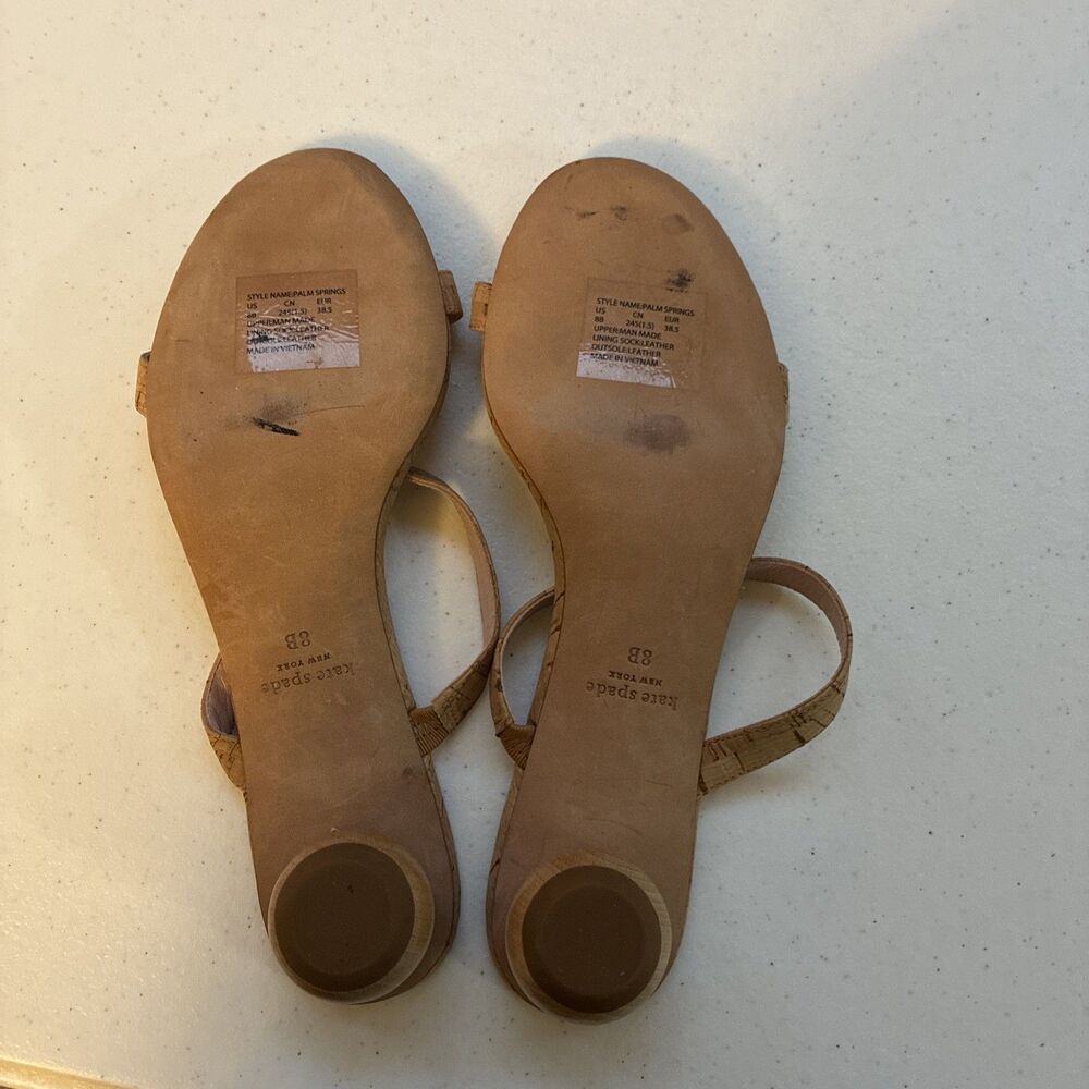 Kate Spade Sandal Women’s New York Palm Springs Leather Slide Natural Sz 8B Shoe - Picture 14 of 15